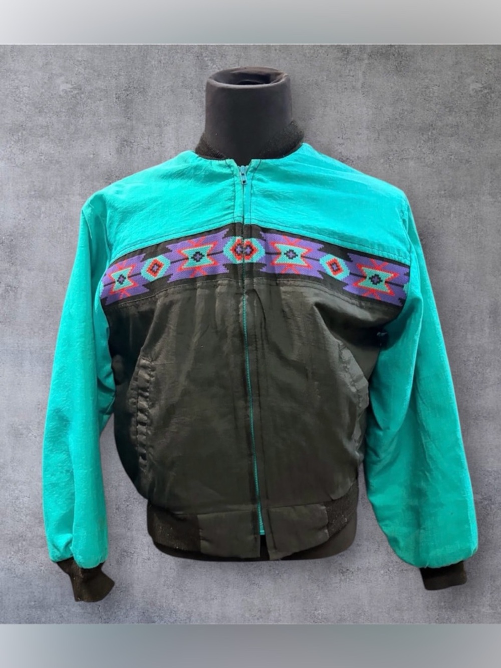 Vintage Bomber Jacket with Aztec  Design
